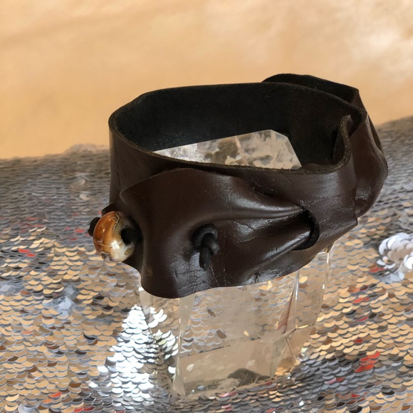 Stunning BoHo Leather Cuff Bracelet, Handmade - Picture 2 of 5